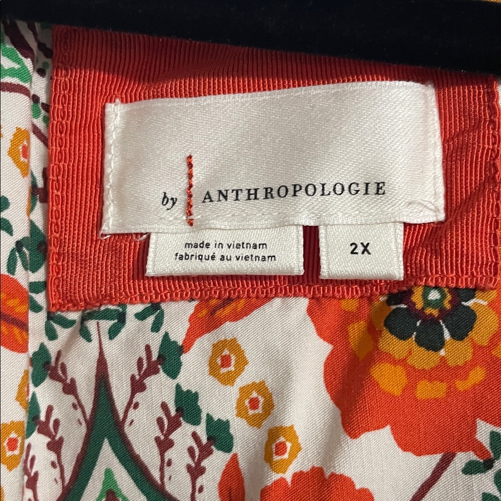 Anthropologie Mosaic Floral Midi Dress in Red, Green, Cream - Picture 8 of 15